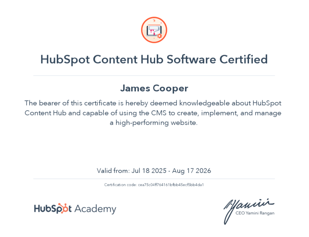 Hubspot Content Hub Certification