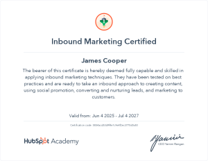 Hubspot inbound Marekting Certification