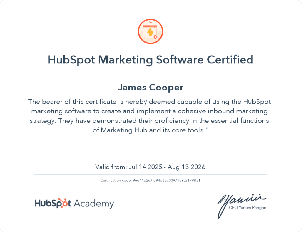Hubspot Marketing Software Certification